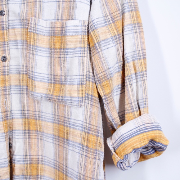 Free People Yellow Plaid Sequin Button Up Shirt - Picture 4 of 8